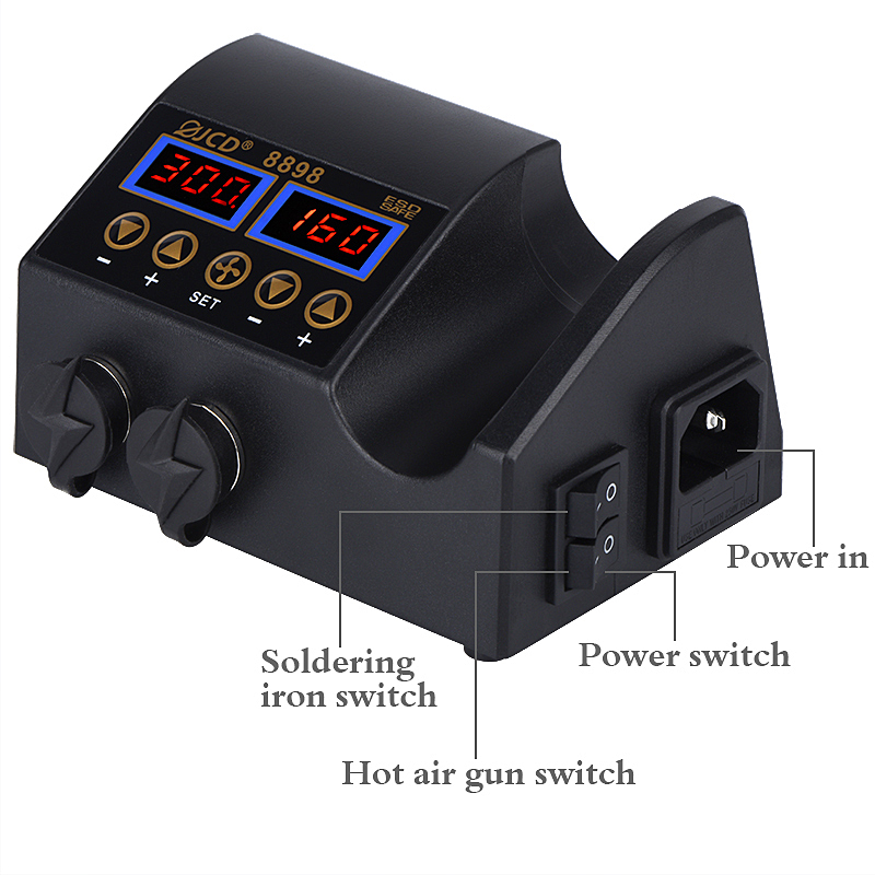 2 In 1 Soldering Rework Station 750W - JCD 8898‑16 750W 2-в-1 Цифровая паяльная