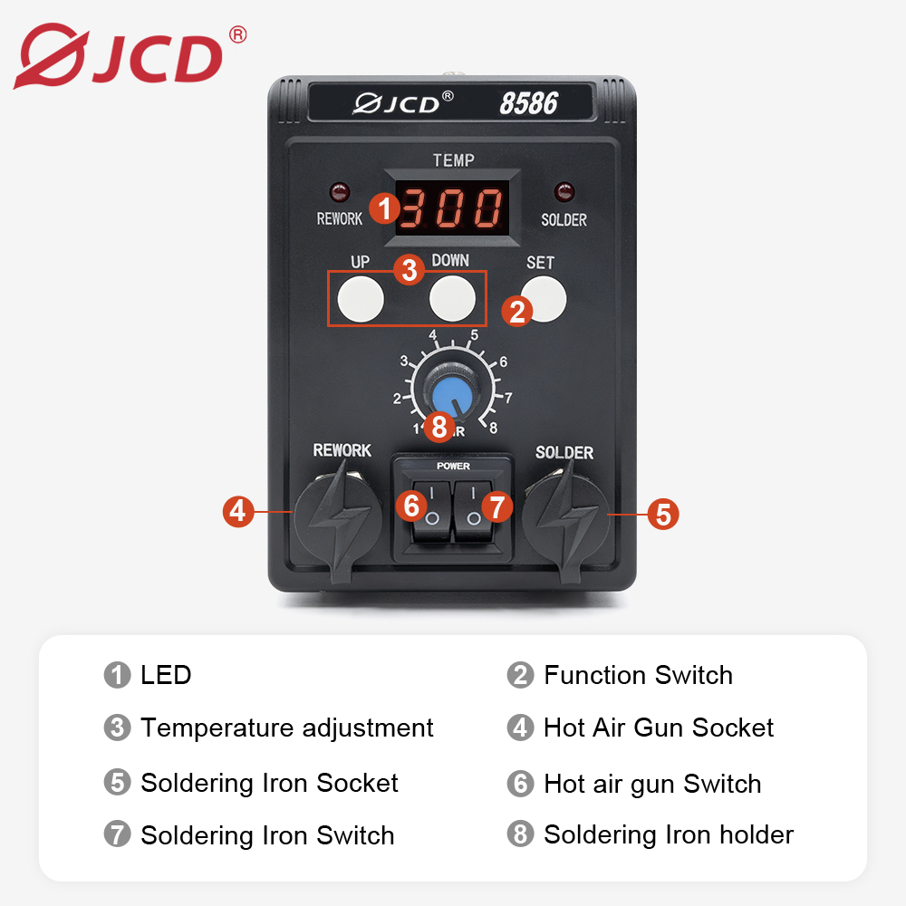 Цифровая паяльная станция JCD  – обзор и цена 2 In 1 Soldering Rework Station 750W