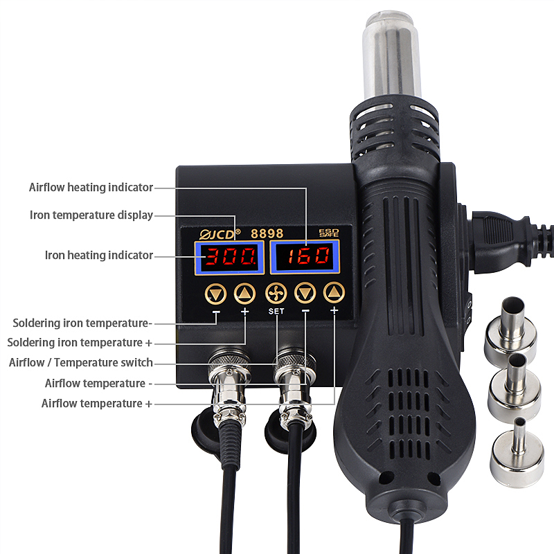 JCD 8898‑16 750W 2-в-1 Цифрова – обзор и цена 2 In 1 Soldering Rework Station 750W
